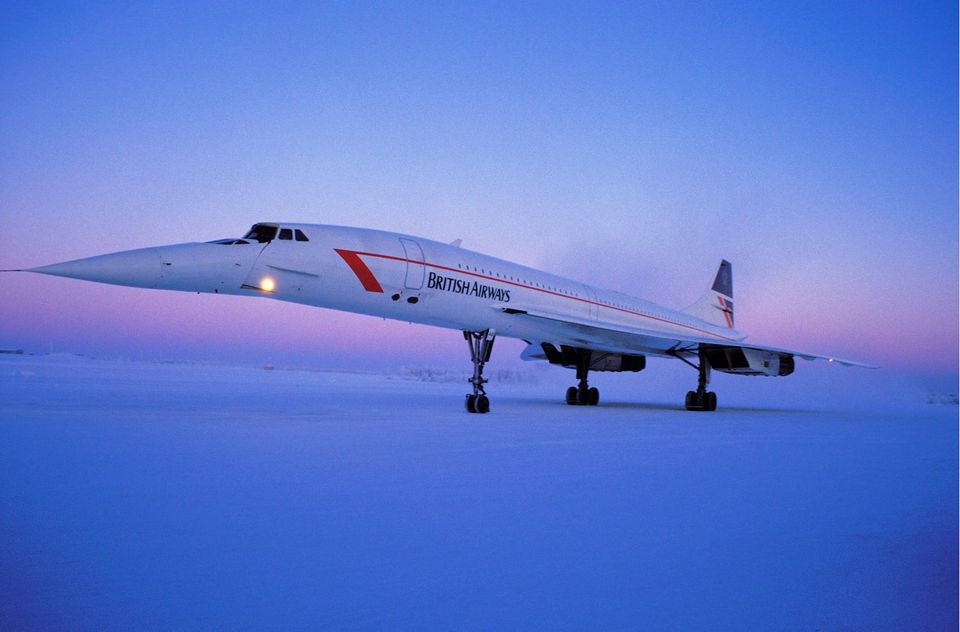 A British Airways Concorde on a Christmas flight to Finland, December 24, 1987.  Photo: Mohamed LOUNES/Gamma-Rapho via Getty Images