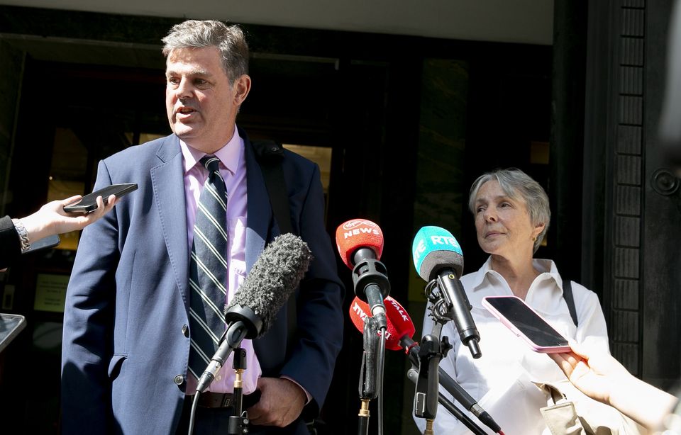 RTÉ DG Kevin Bakhurst and RTÉ Chair Siún Ní Raghallaigh following a meeting with Communications Minister Catherine Martin TD at the Dept of Tourism, Culture and Arts. Photo: Gareth Chaney/ Collins