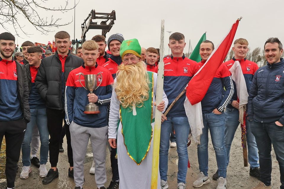 St. Mogues GAA Leinster Champions and Parade Marshals with St. Patrick.
