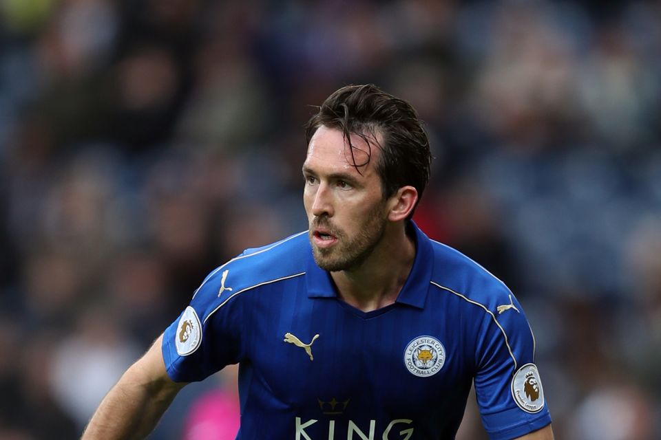 Christian Fuchs, pictured, started in Claude Puel's first Leicester game, a 2-0 win over Everton