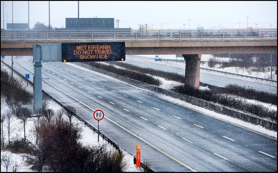 The M1 Motorway at the Dublin Airport flyover. Pic Steve Humphreys