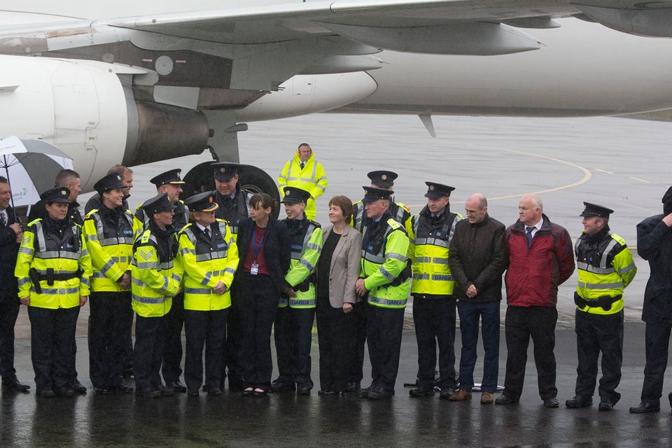 Gardai pictured waiting to say goodbye to OPope Francis at Ireland West Airport, Knock.
PIC COLIN O’RIORDAN