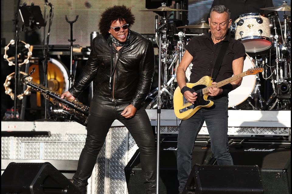 Bruce Springsteen and the E Street Band on stage. Photo: Steve Humphreys.