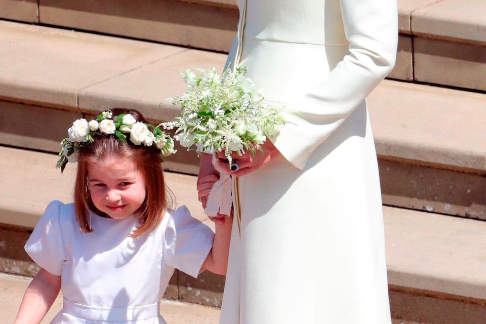 Duchess of Cambridge and Princess Charlotte after the wedding of Prince Harry and Meghan Markle at Windsor Castle. PRESS ASSOCIATION Photo. Picture date: Saturday May 19, 2018. See PA story ROYAL Wedding. Photo credit should read: Andrew Matthews/PA Wire