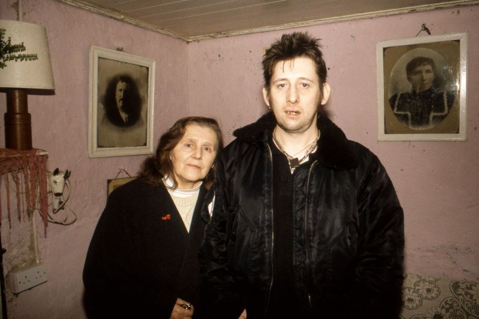 Shane MacGowan with his mother Therese at the family home in Tipperary where he grew up. Photo: Getty
