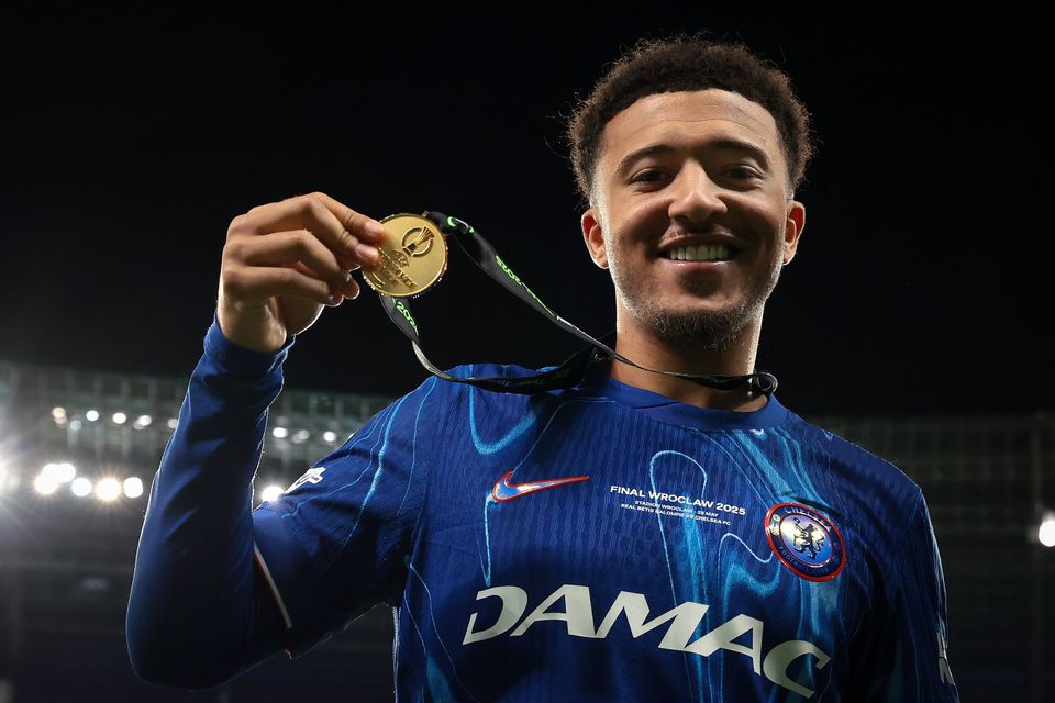 Jadon Sancho won a Conference League medal last season while on loan with Chelsea.