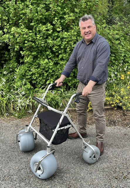 Labour councillor George Lawlor with the new beach strollers which will be available at Wexford's blue flag beaches.