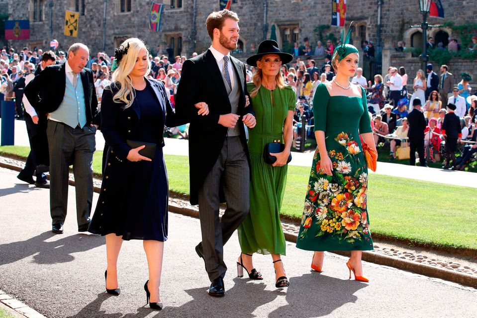 Eliza Spencer, Louis Spencer, Victoria Aitken and Kitty Spencer arrive at St George's Chapel at Windsor Castle for the wedding of Meghan Markle and Prince Harry. PRESS ASSOCIATION Photo. Picture date: Saturday May 19, 2018. See PA story ROYAL Wedding. Photo credit should read: Chris Radburn/PA Wire