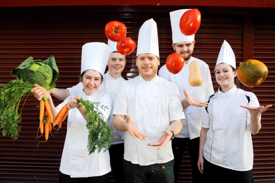 Pictured is (left to right) Ruth Lappin (22), Chef de Partie at Restaurant Patrick Guilband, Robert Browne (21), currently a medical student in National University of Ireland, Galway, John Fitzmaurice, (26), Head Chef at Moloughney's, Clontarf, Conor Halpenny (20), Chef de Partie, Tankardstown House and  Roseanne Meehan - (24), Junior Sous Chef, Knockranny House Hotel on Ireland's iconic Moore Street are the five finalists of Euro-Toques Young Chef of the Year 2015.