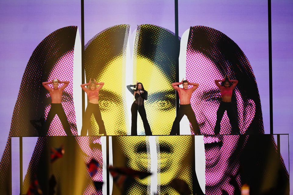 UK entrant Mae Muller performing in the grand final for the Eurovision Song Contest final at the M&S Bank Arena in Liverpool (Aaron Chown/PA)