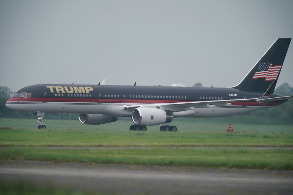 Donald Trump's private jet on the tarmac in Shannon Airport. Photo: PA.