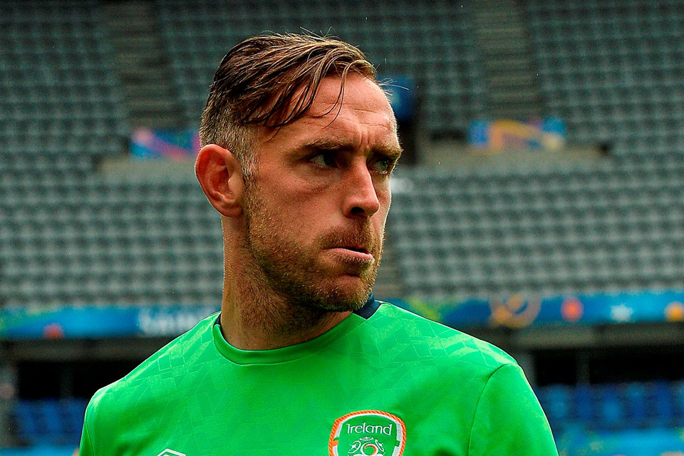 Richard Keogh during squad training at the Stade de France Photo by David Maher/Sportsfile