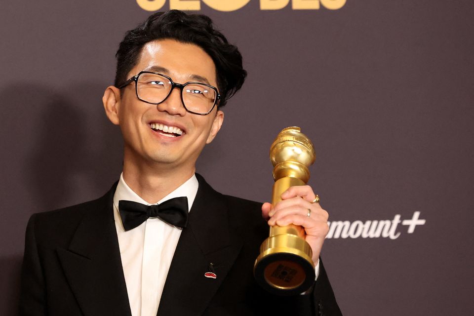 Lee Sung Jin poses with the award for Best Television Limited Series, Anthology Series or Motion Picture Made For Television for "Beef" at the 81st Annual Golden Globe Awards in Beverly Hills, California, U.S., January 7, 2024. REUTERS/Mario Anzuoni