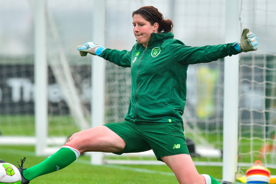 Marie Hourihan makes a save during an Ireland women’s training camp in Abbotstown. Photo: Sportsfile