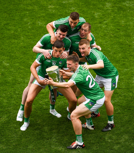 Limerick hurlers celebrate with the Liam MacCarthy Cup