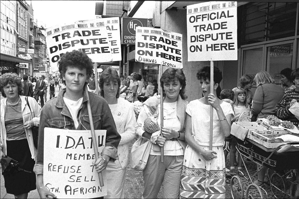 On the picket line: (l–r) Mary Manning, Michelle Gavin, Sandra Griffin and Alma Russell. Photo: Derek Speirs