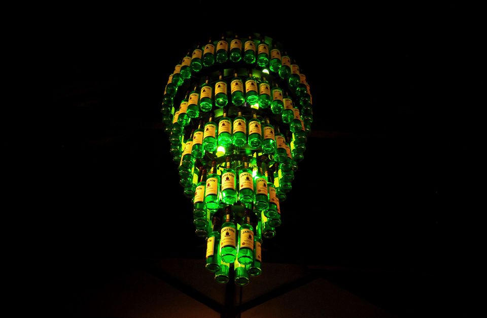 A chandelier made from whiskey bottles at the Jameson Experience in Midleton, Co. Cork.