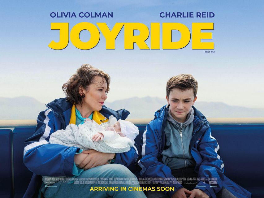 The poster for Joyride, which stars Oscar winner Olivia Coleman and Kildare teenager Charlie Reid