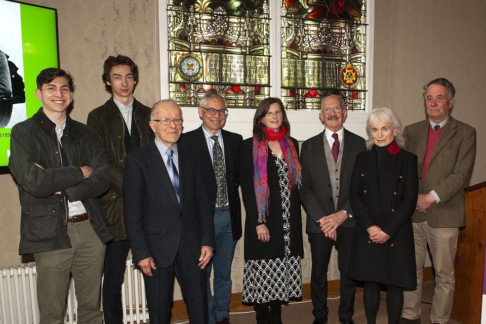 Members of the Lakin and Lambert families pictured during the unveiling of the restored Rathaspeck Church stained glass window in Johnstown Castle on Thursday. Pic: Jim Campbell