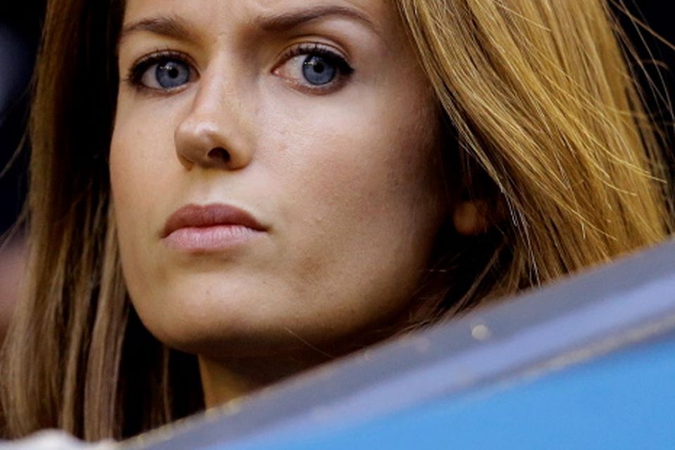 Kim Sears, fiancee of Andy Murray of Britain  watches his semifinal against Tomas Berdych of the Czech Republic at the Australian Open