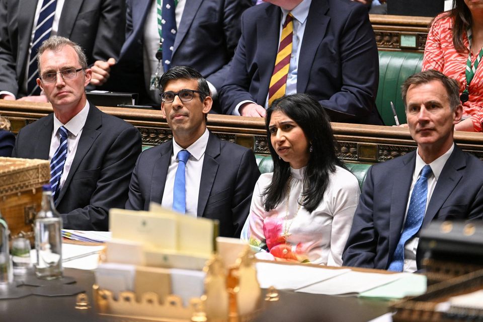 British prime minister Rishi Sunak and home secretary Suella Braverman in the House of Commons earlier this week. Photo: Reuters