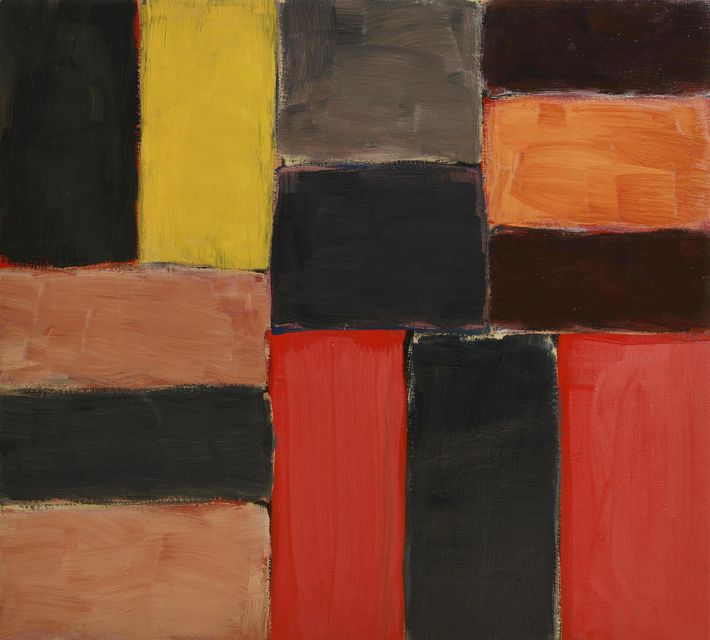 Raval Rojo (2004) by Sean Scully, which was sold in 2023 by Morgan O'Driscoll