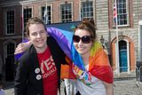 thumbnail: Sisters Rebecca and Rachel Doyle from Wexford waiting for the reults of same-sex marriage referendum at Dublin Castle.
Pic:Mark Condren
