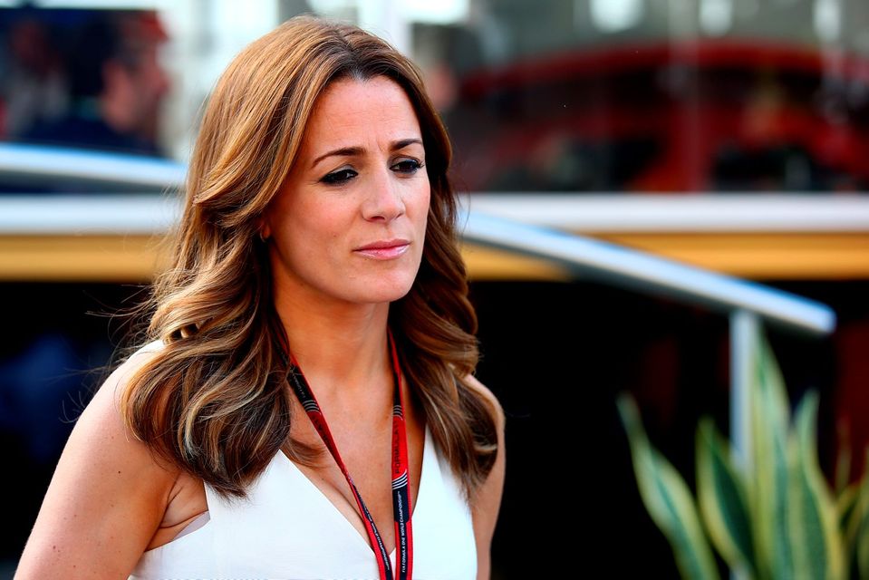Sky Sports F1 Natalie Pinkham works in the paddock after practice for the Spanish Formula One Grand Prix at Circuit de Catalunya on May 8, 2015 in Montmelo, Spain.  (Photo by Mark Thompson/Getty Images)