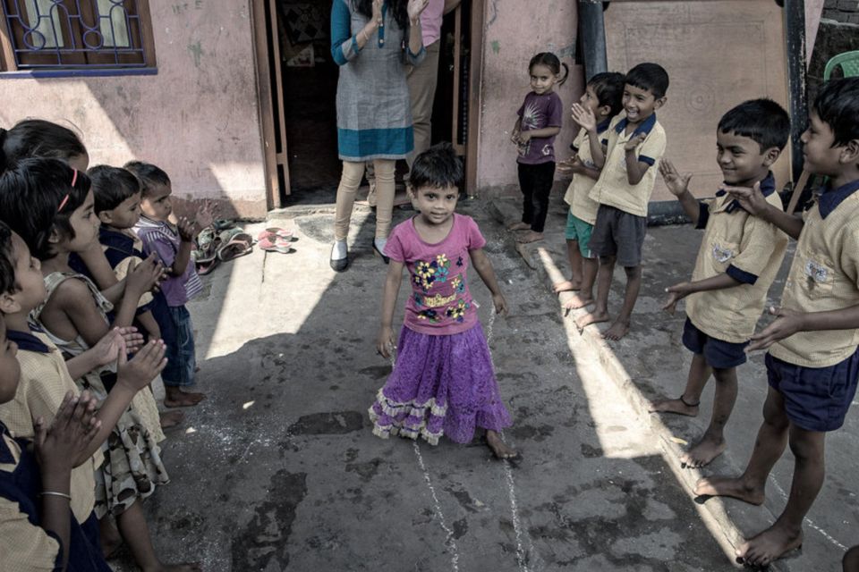 Children playing at a creche funded by the Hope Foundation in the Bhagar area of Kolkata in India. Photo: Arthur Carron