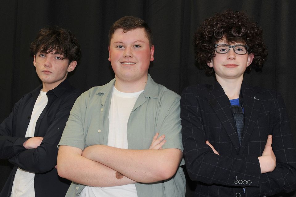 Dalton Kennedy, Dylan Thornton and Luke Morrissey are appearing in the Coláiste Rís production of the musical 'Little Shop of Horrors' in Táin Arts Centre, 1st-3rd May. Photo: Aidan Dullaghan/Newspics