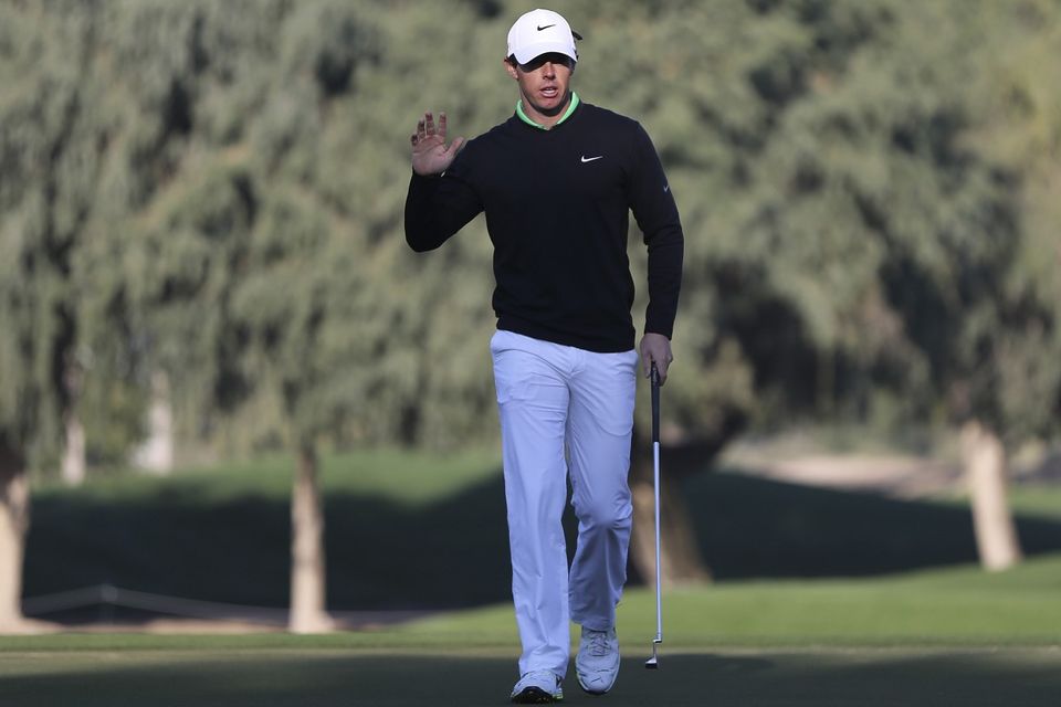 Rory McIlroy was well in the hunt in Dubai (AP)