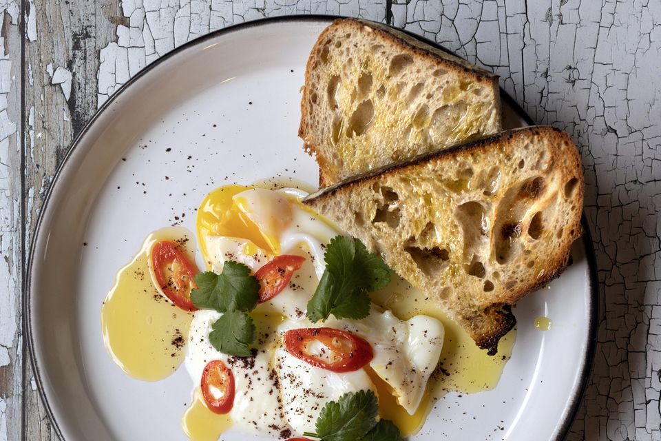 "These Turkish eggs are just delicious at any time of the day." Photo: Tony Gavin