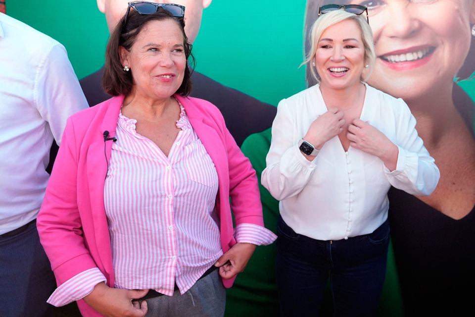 Sinn Fein's President Mary Lou McDonald (right) and First Minister of Northern Ireland Michelle O'Neill  at the National Ploughing Championships at Ratheniska, Co Laois. Photo: Niall Carson/PA Wire