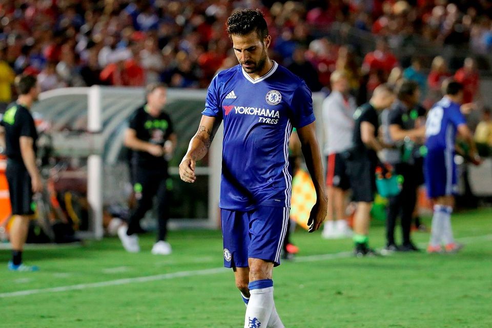 Cesc Fabregas Chelsea is sent off in the second half after receiving a red card against Liverpool during the 2016 International Champions Cup. Photo: Getty Images