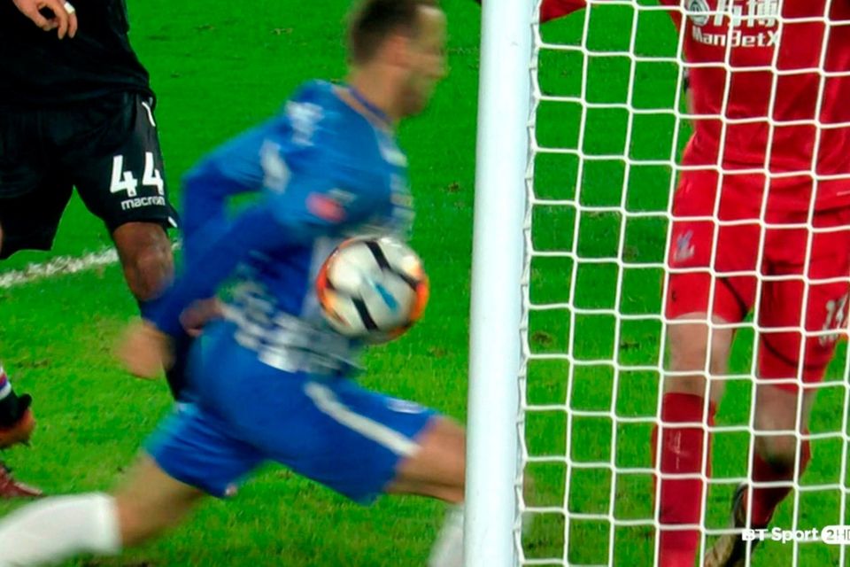 Video grab taken from BT Sport of Brighton & Hove Albion's Glenn Murray scoring his sides second goal during the Emirates FA Cup, Third Round match at the AMEX Stadium, Brighton. Photo credit: BT Sport/PA Wire.