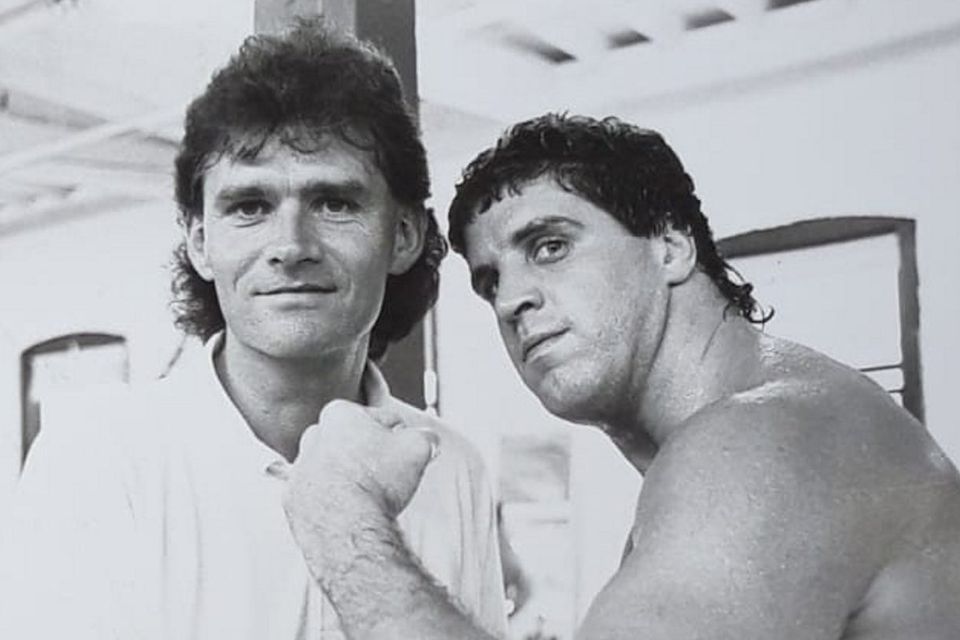 Vincent Hogan and Peter McNeeley in Las Vegas in 1995 - the Irish American was Mike Tyson’s first opponent after the controversial heavyweight was released from jail