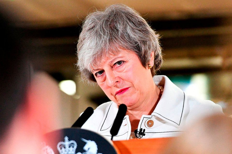 Endgame: UK Prime Minister Theresa May gives a speech at a factory in Stoke. Photo: AFP/Getty Images