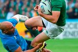 thumbnail: 4 October 2015; Jonathan Sexton, Ireland, is tackled by Sergio Parisse, Italy. 2015 Rugby World Cup, Pool D, Ireland v Italy. Olympic Stadium, Stratford, London, England. Picture credit: Stephen McCarthy / SPORTSFILE