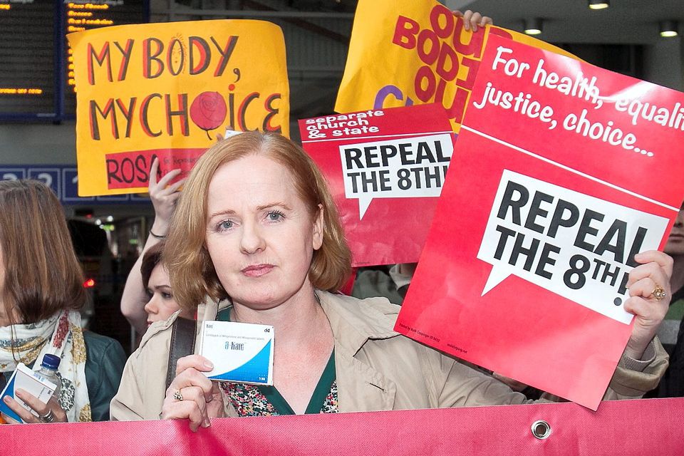 Pro Choice activist Ruth Coppinger TD after arriving from Belfast after bringing back abortion pills denied to women in the Republic of Ireland at Connolly Station, Dublin. Photo: Gareth Chaney Collins
