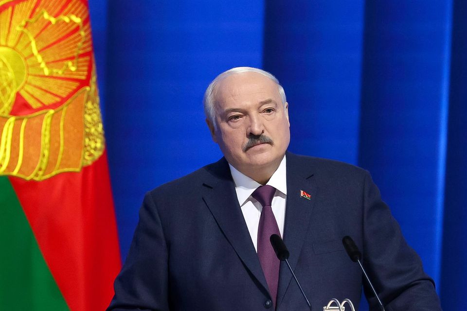 Belarusian President Alexander Lukashenko delivers a state-of-the nation address in Minsk, Belarus, yesterday. Photo: Belarusian Presidential Press Service via AP