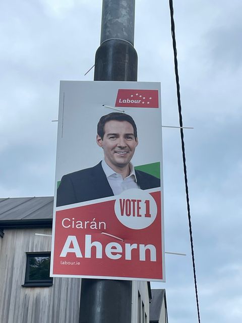 Election poster of Ciarán Ahern.