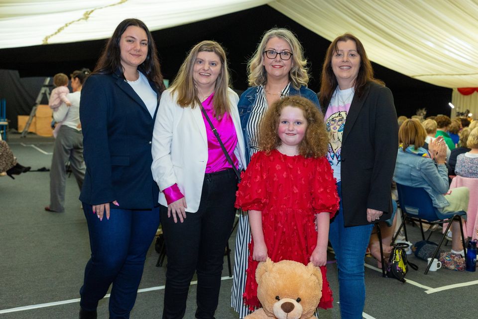 Aleornora Micozzy, Anna Cotter, Sarah Donoghue, Olivia Murphy, Jackie Cotter & Benjamin (Teddy) pictured at the fashion show in Duagh on Sunday which was in aid of the Palliative Care Unit in Tralee. Photo by John Kelliher.