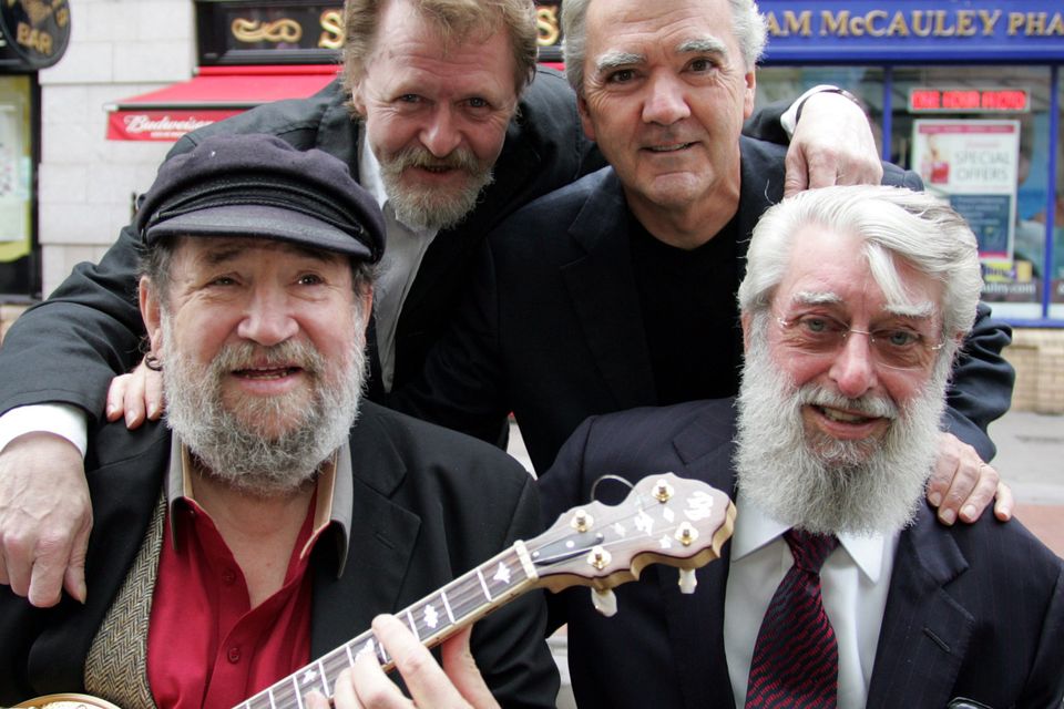 Barney McKenna and Ronnie Drew (front) with Jim McCann and Johnnie McEvoy. Photo: Tom Burke