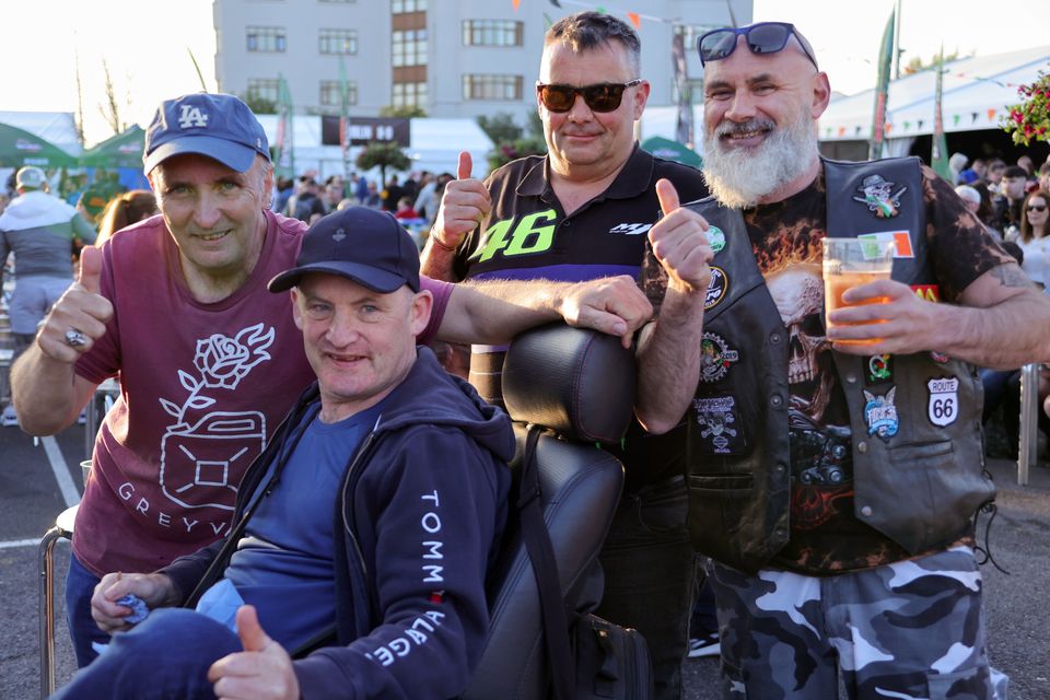 Paul O'Sullivan, Dermot Murphy, Martin Dewhurst and Noel McGlynn at the Bike Village located on the grounds of The Gleneagle Hotel.