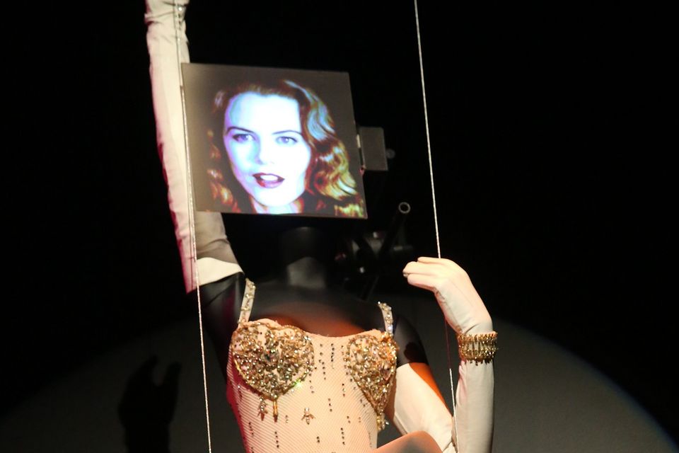 A costume worn by Nicole Kidman in Moulin Rouge! is on display at the Hollywood Costume exhibition in Los Angeles