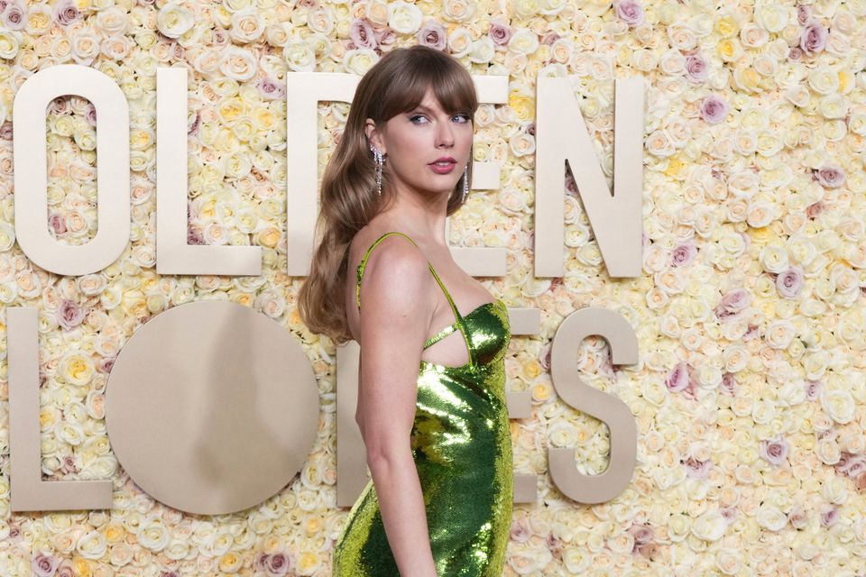 Taylor Swift arrives at the 81st Golden Globe Awards on Sunday, Jan. 7, 2024, at the Beverly Hilton in Beverly Hills, Calif. (Photo by Jordan Strauss/Invision/AP)