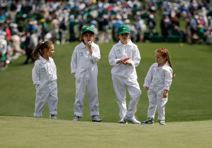 Masters 2026 – in pictures: Players’ wives and children take to Augusta National course for Par 3 event
