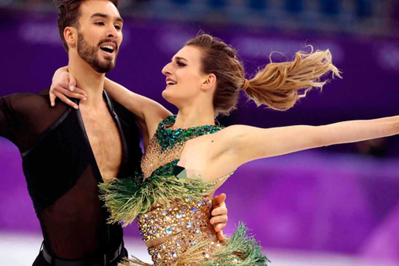 French Figure Skater Has A Nip Slip During Her Routine