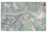 thumbnail: The dotted blue line represents the selected preferred route for the Mallow Relief Road and the red line marks the proposed route of the ‘active travel’ walkway and cycle path.