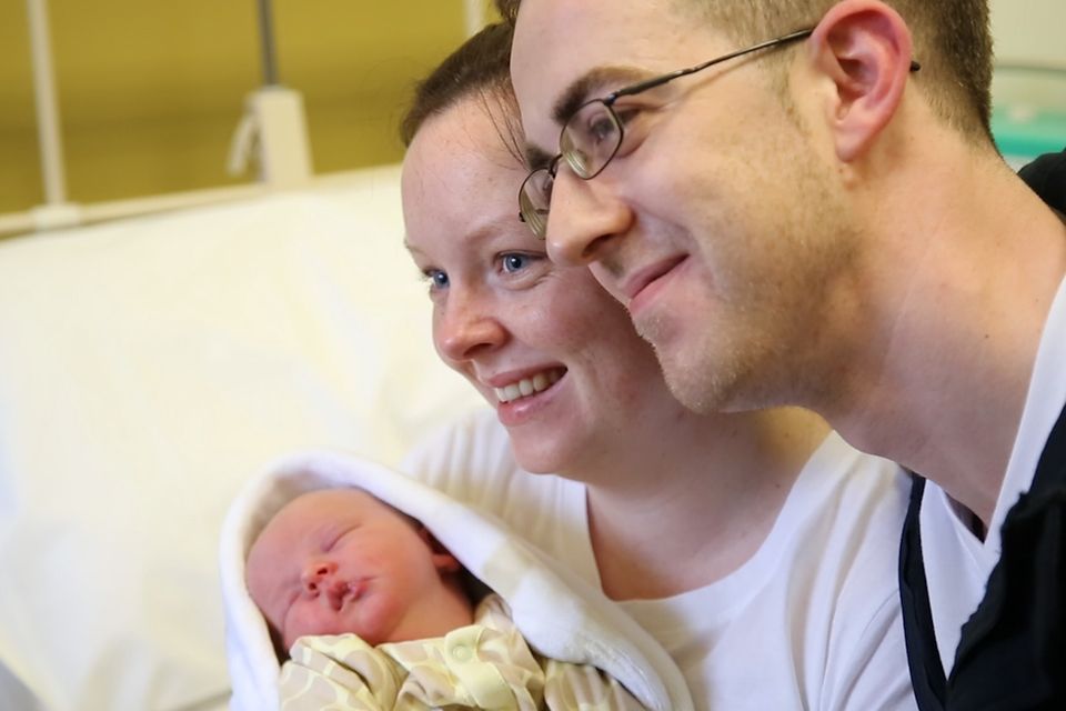 Ireland's first baby off 2015: Little Kian Bourke, with parents Karl and Jennifer Bourke at Dublin's Rotunda Hospital